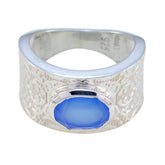 Yasmin Art Deco Blue Solitaire Ring Blue Chalcedony Blue