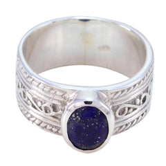 Lucy Art Deco Blue Solitaire Ring in Sterling Silver