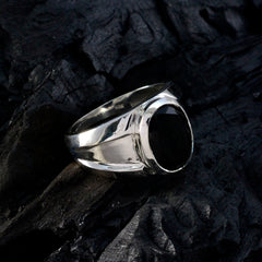 Nora Artisan Black Solitaire Ring with Elegant Silver Band