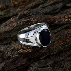 Nora Artisan Black Solitaire Ring with Elegant Silver Band