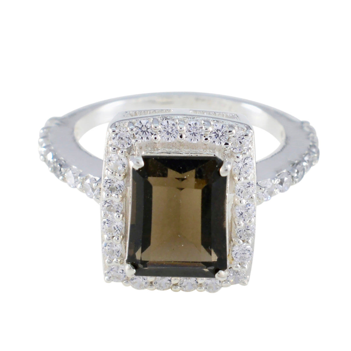 Isabella Artisan Brown Halo Ring with Gemstone Accent Smoky Quartz Brown