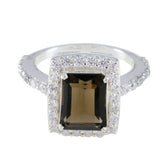 Isabella Artisan Brown Halo Ring with Gemstone Accent Smoky Quartz Brown