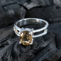 Aisha Artisan Brown Solitaire Ring with Silver Band