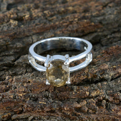 Aisha Artisan Brown Solitaire Ring with Silver Band