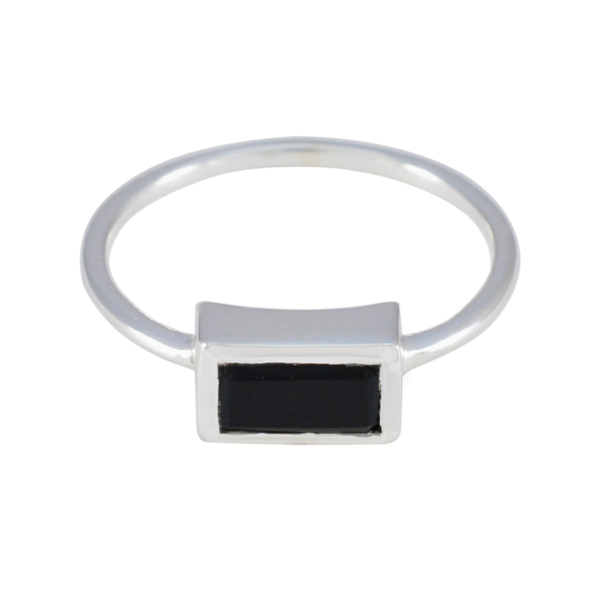 Maria Black Solitaire Ring for Women in Silver Black Onyx Black