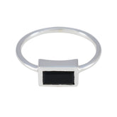 Maria Black Solitaire Ring for Women in Silver Black Onyx Black
