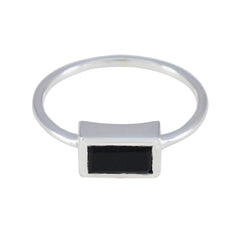 Maria Black Solitaire Ring for Women in Silver Black Onyx Black