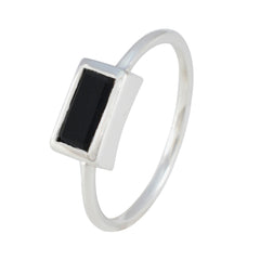 Maria Black Solitaire Ring for Women in Silver