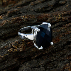 Ananya Black Solitaire Ring India with Faceted Stone