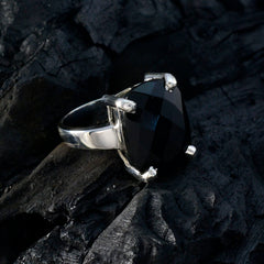 Ananya Black Solitaire Ring India with Faceted Stone
