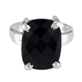 Ananya Black Solitaire Ring India with Faceted Stone Black Onyx Black