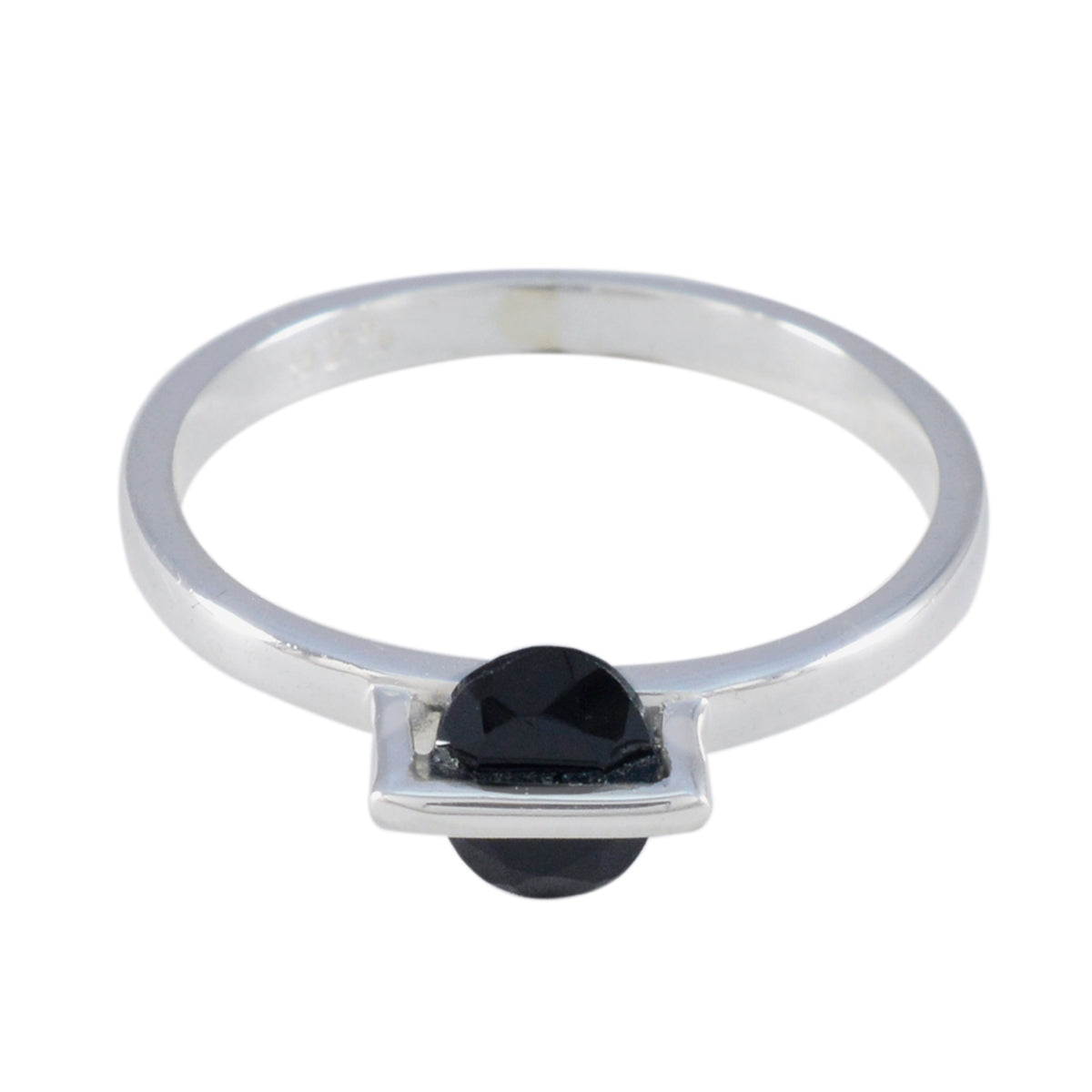 Kristine Black Solitaire Ring India in Sterling Silver Black Onyx Black