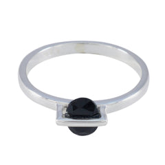 Kristine Black Solitaire Ring India in Sterling Silver Black Onyx Black