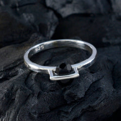 Kristine Black Solitaire Ring India in Sterling Silver