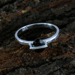 Kristine Black Solitaire Ring India in Sterling Silver