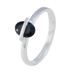 Kristine Black Solitaire Ring India in Sterling Silver