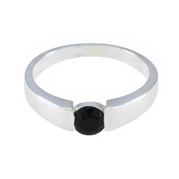 Aurora Feminine Black Solitaire Ring Black Onyx Black