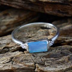 Natcha Blue Gemstone Halo Ring with Silver Band