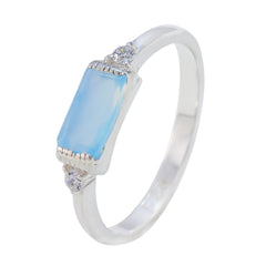 Natcha Blue Gemstone Halo Ring with Silver Band