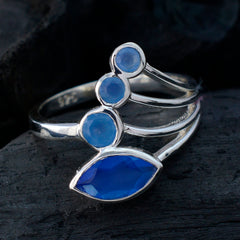 Bruna blue gemstone ring for women with multiple blue stones set in silver bands