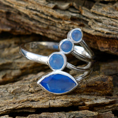 Bruna silver ring with multiple blue gemstones blue gemstone ring for women on rustic wood