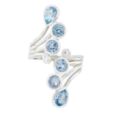 Putri silver blue gemstone statement ring with multiple light blue gemstones in modern design