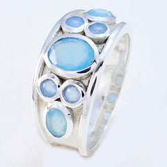 Isabelle silver blue gemstone statement ring with multiple oval and round blue stones