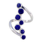 Araya silver spiral ring with seven round lapis stones blue gemstone statement ring for elegant evening wear