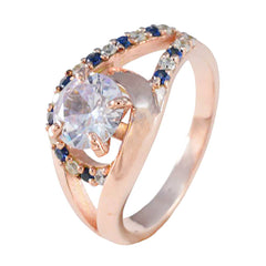 Chen Blue Halo Engagement Ring with Rose Gold Band