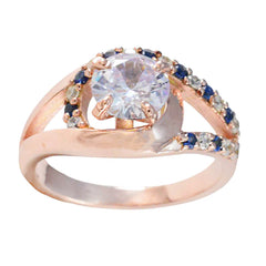 Chen Blue Halo Engagement Ring with Rose Gold Band