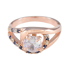 Chen Blue Halo Engagement Ring with Rose Gold Band Blue Sapphire CZ Blue