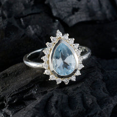 Hye-jin Blue Halo Gemstone Ring with Pear-Shaped Stone