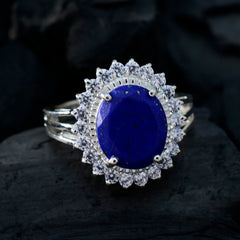 Liyana Blue Halo Gemstone Ring with Silver Glow
