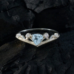 Haruka Blue Halo Gemstone Ring with Elegant Silver Design