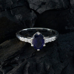 Yuki Blue Halo Gemstone Ring with Silver Band
