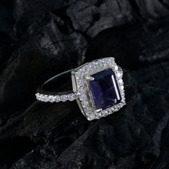 Liyana Blue Halo Gemstone Ring with Sparkling Accents