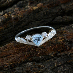 Haruka Blue Halo Gemstone Ring with Elegant Silver Design