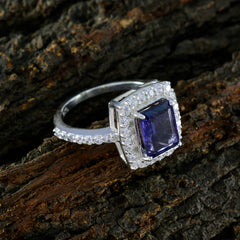Liyana Blue Halo Gemstone Ring with Sparkling Accents