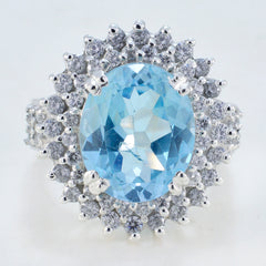 Emma Blue Halo Gemstone Ring with Sparkling Accent Stones