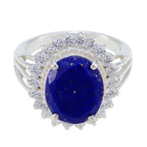 Liyana Blue Halo Gemstone Ring with Silver Glow Lapis Lazuli Blue