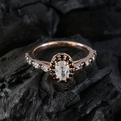 Liyana Blue Halo Gemstone Ring with Rose Gold Glow