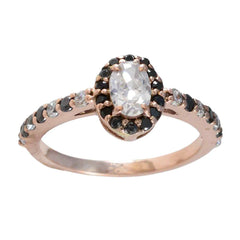 Liyana Blue Halo Gemstone Ring with Rose Gold Glow
