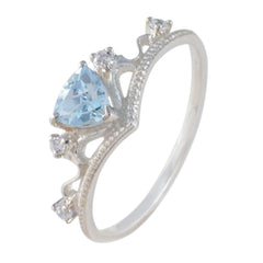 Haruka Blue Halo Gemstone Ring with Elegant Silver Design
