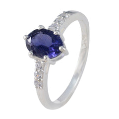 Yuki Blue Halo Gemstone Ring with Silver Band