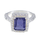 Liyana Blue Halo Gemstone Ring with Sparkling Accents Iolite Blue