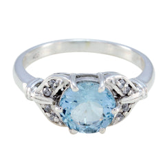 Priya Blue Halo Gemstone Ring with Silver Band Blue Topaz Blue