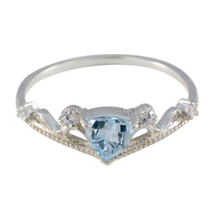 Haruka Blue Halo Gemstone Ring with Elegant Silver Design Blue Topaz Blue