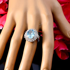 Emma Blue Halo Gemstone Ring with Sparkling Accent Stones