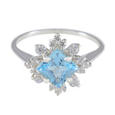 Riya Blue Halo Ring with Sparkling Gemstones Blue Topaz Blue