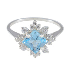 Riya Blue Halo Ring with Sparkling Gemstones Blue Topaz Blue